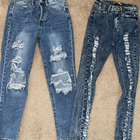 Ripped denim jean bundle size one Lola jeans &... - Depop