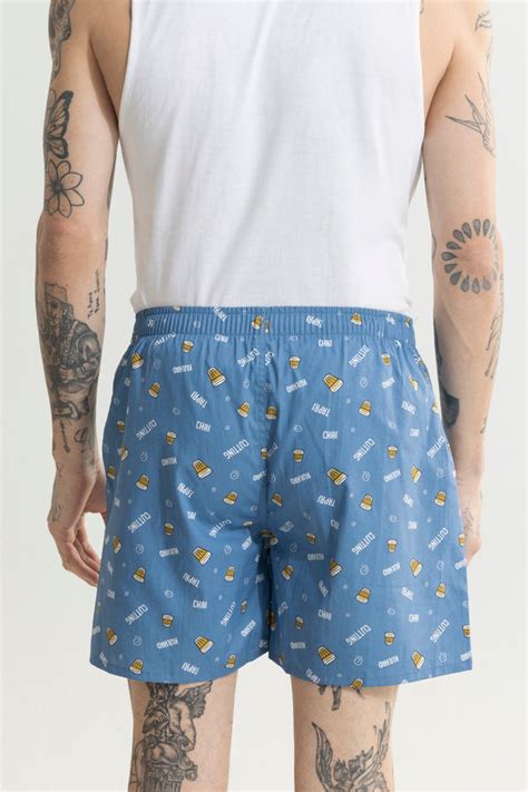Buy Men's Chai Printed Blue Boxer Online | SNITCH