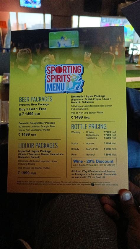 Menu at VAPOR - BAR & LOUNGE, Chennai