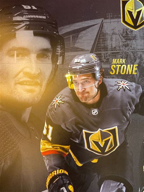 Download Vegas Golden Knights Hockey Athlete Mark Stone Illustration Wallpaper | Wallpapers.com