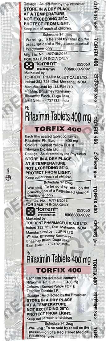 Rifarex 400 MG Tablet (10): Uses, Side Effects, Price & Dosage | PharmEasy