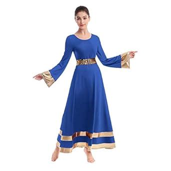 Buy Praise Dance Dresses for Women Gold Metallic Liturgical Dancewear ...