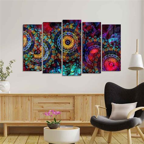 Mandala Art Dark Eyes Canvas Wall Painting of Five Pieces – Vibecrafts