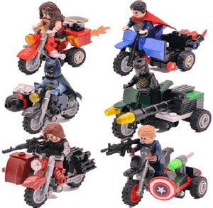 Akrobo Super Heroes Motorcycle Lego Style Blocks Set of 6 - Super ...