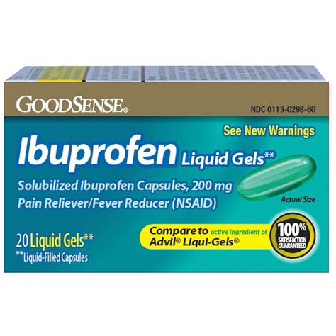 GoodSense Ibuprofen Liquid Softgel Capsules, 200 mg, 20 Count per Box ...
