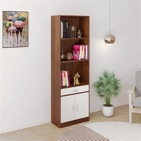 BLUEWUD Seonn Engineered Wood Bookshelf Cabinet Book Rack Organizer ...