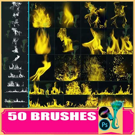 Fire & Flame Procreate/photoshop Brushes: Special Effects, Sparks (50 ...