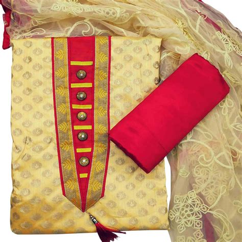 Adorning Yellow Colored Festive Wear Woven Heavy Banarasi Silk Dress M