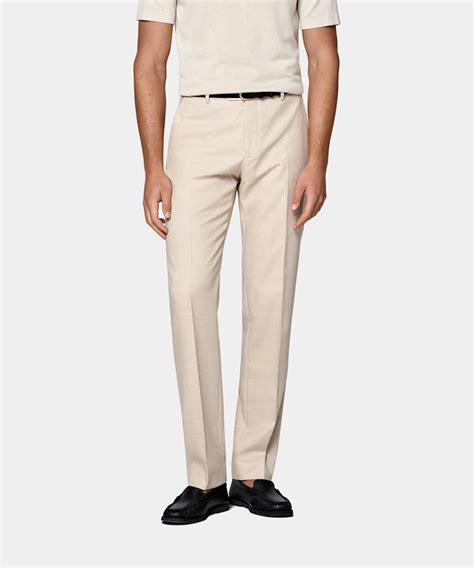 Sand Straight Leg Suit Trousers in Wrinkle-Free 4-Ply Wool | SUITSUPPLY ...