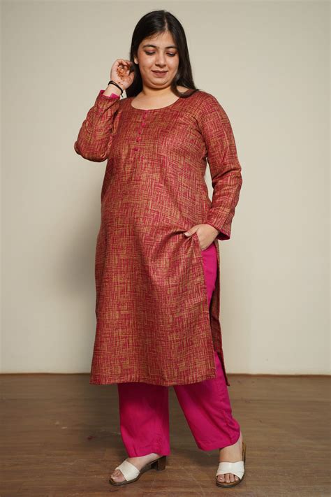 Buy Plus Size Rustic Rose Woollen Kurta Set | Apella - The XS to 10XL Store