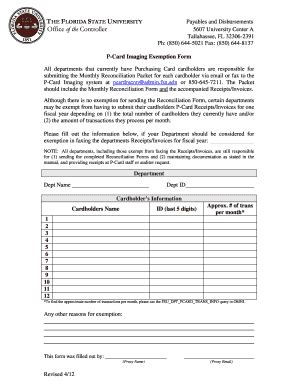 Fillable Online its fsu All departments that currently have Purchasing ...