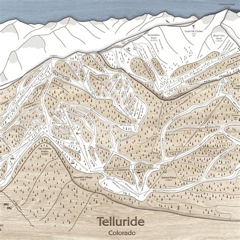 Telluride, CO Ski Trail Map Art | Handcrafted Wood Mountain Art