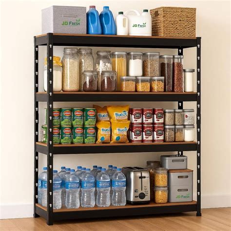 JD FRESH 4-Tier Extra Large Metal Shelf Rack Adjustable Boltless ...