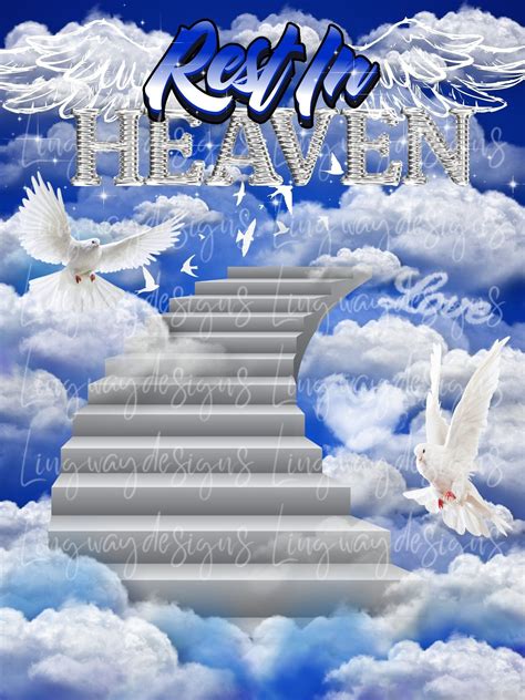Blue Sky Rest in Heaven Clouds Heavens Stairway Memorial Background PNG ...
