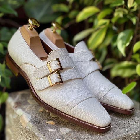 White Leather Classic Supreme Monk Straps Shoes – Costoso Italiano