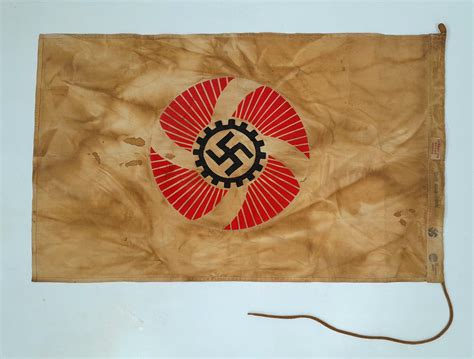 At Auction: A 1938 KDF 3rd Reich Flag. Features a swastika in a ...