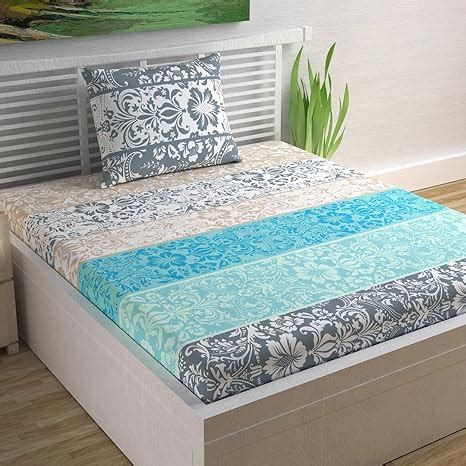 Divine Casa 144 TC 100% Cotton Bedsheet for Single Bed with 1 Pillow ...