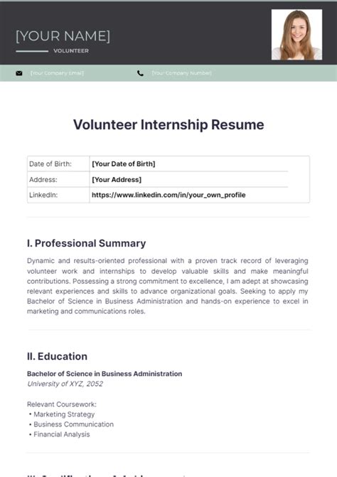 Volunteer Internship Resume - Edit Online & Download Example | Template.net