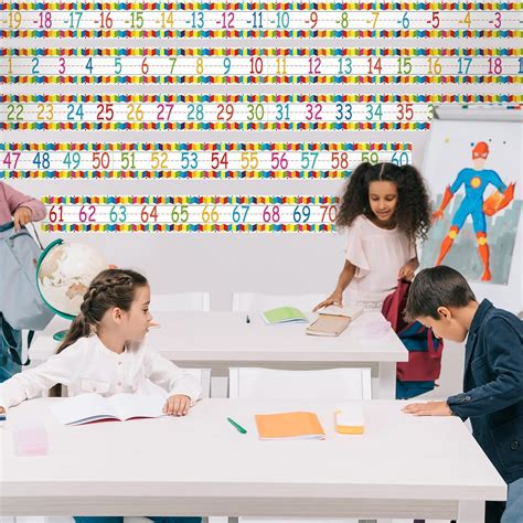 Buy 12 Pieces Number Line Bulletin Board Border Rainbow Number Border ...