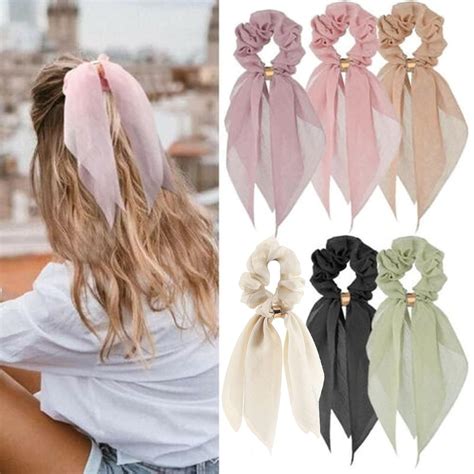 Amazon.com : 6 Pcs Scrunchies and Hair Accessories: Chiffon Floral ...