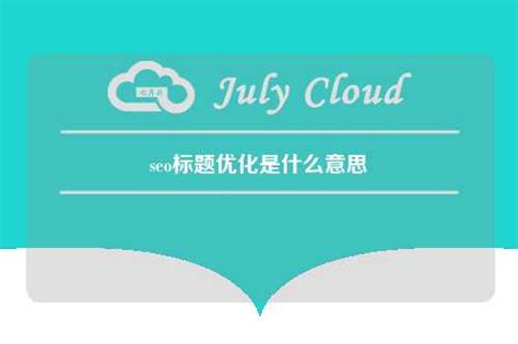seo标题优化是什么意思 - 七月云