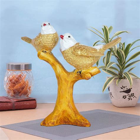 Buy zart 2 Birds Sitting On Tree Branch Figurine Home Decoration ...