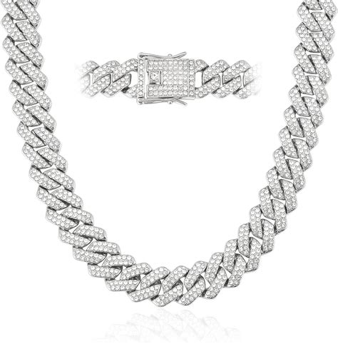 Mens Cuban Link Chain Miami Cuban Necklace 18K Gold Silver Chain ...