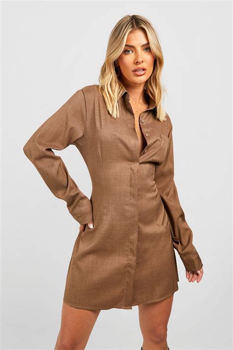 Utility Fitted Shirt Dress | boohoo UK