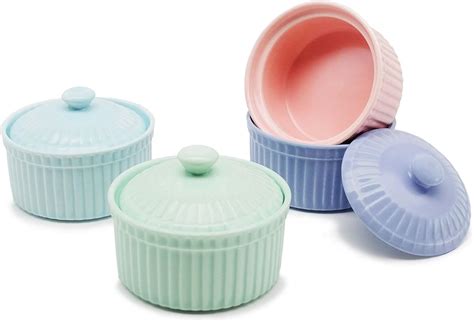 Buy BETWEEN ISLANDS Ramekins with Lids 4 oz Oven Safe, Creme Brulee ...