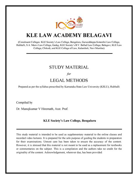 Legal Methods summary notes for quick reference - KLE LAW ACADEMY ...