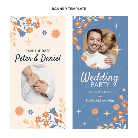 Free Vector | Hand drawn wedding vertical banners set