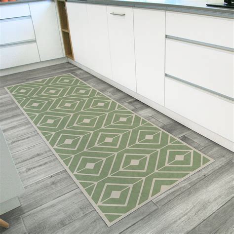 Vinyl Kitchen Runner Rug. Green Kitchen Floor Runner With - Etsy