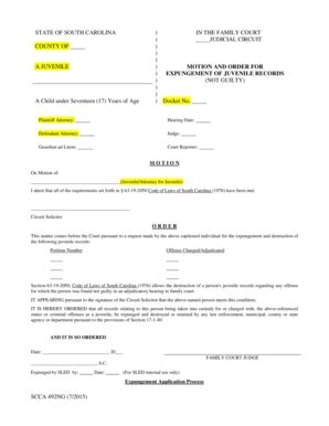 Fillable Online Juvenile Expungement Order - Ninth Judicial Circuit ...