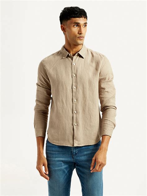 Men's Redloop Solid Beige Slim Fit Linen Shirt – Levis India Store