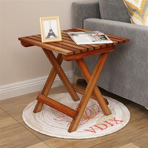 VDIX Handmade Wooden Outdoor Adirondack Natural Brown Foldable Coffee ...