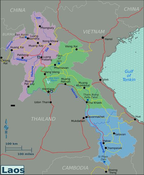 Large regions map of Laos | Laos | Asia | Mapsland | Maps of the World