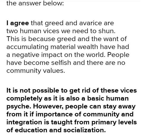 IVValuesGreed and avarice are two human vices we need to shun. Do you ...