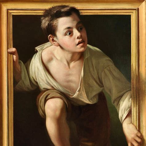 19th Century Art, Boy Escaping Through Picture Frame, Escaping Criticism, Pere Borrell Del Caso ...