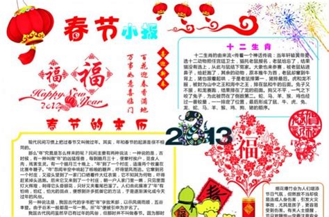2022迎新年黑板报图片 春节简介与习俗- 老师板报网