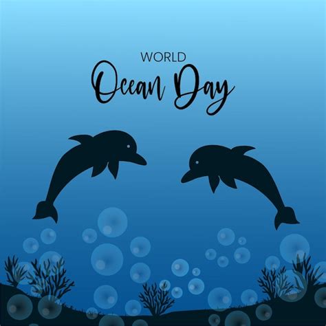 Happy World Ocean Day Blau Schwarzer Hintergrund Social Media Design ...