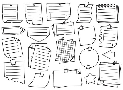 Premium Vector | HandDrawn Notepaper and Sticky Note Doodles Vector Set ...