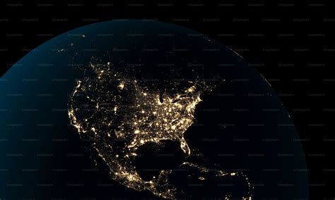 A night view of the united states from space photo – Dark mode Image on ...