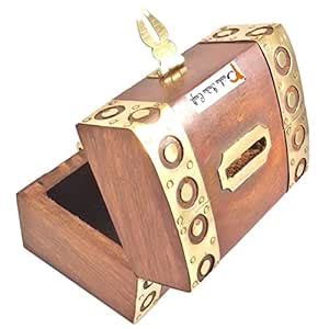 Prisha India Craft Handmade Wooden Square Piggy Bank for Money and ...