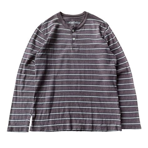 Eddie Bauer L/S striped henley neck t-shirt S / エディーバウアー 長袖 ボーダー ヘンリー ...