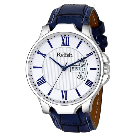 Relish Analogue Men's Watch (White Dial Blue Colored Strap) : Amazon.in ...