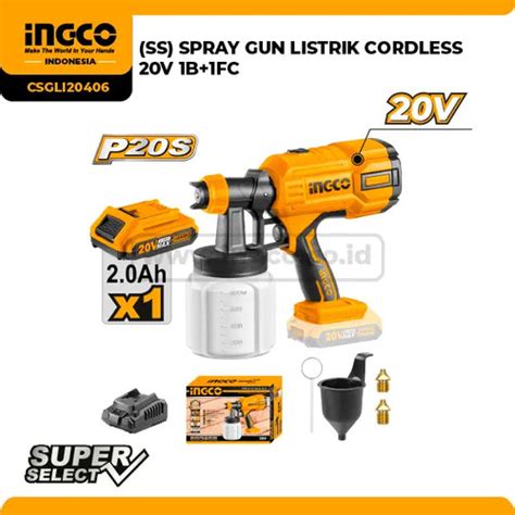Jual Cordless Paint Spray Gun 20V INGCO CSGLI20406 Semprot Cat Baterai ...