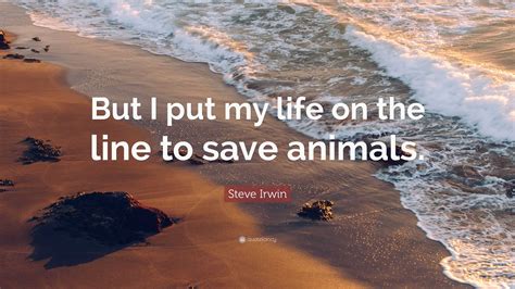 Steve Irwin Quote: “But I put my life on the line to save animals.”