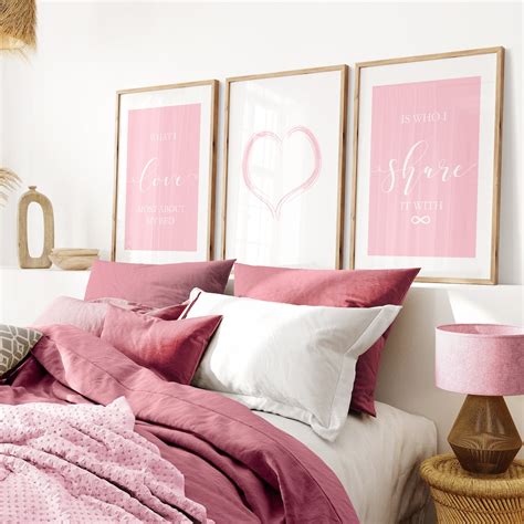 Set of 3 Pink Bedroom Prints, Pink Wall Art, Pink Wall Decor, Pink ...