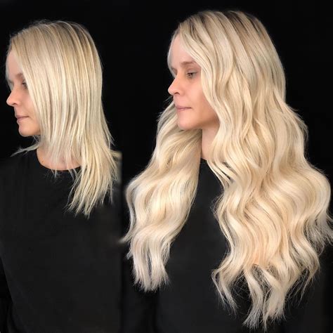 Platinum white blonde with extensions bellami 20” | White blonde ...
