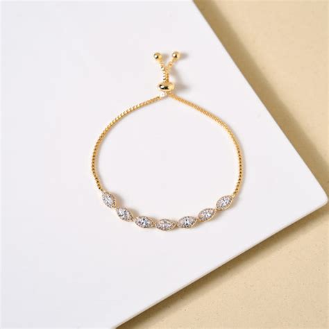 Jewellery Online - Premium Marquise Cut Charm Gold Bracelet | Nestasia